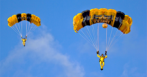 2 yellow parachutes