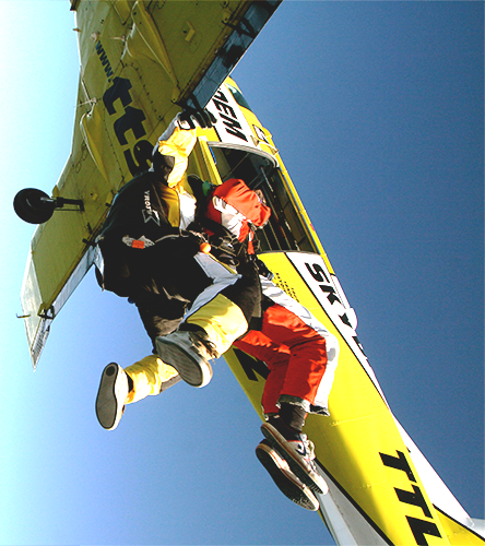 person jumping out of plane